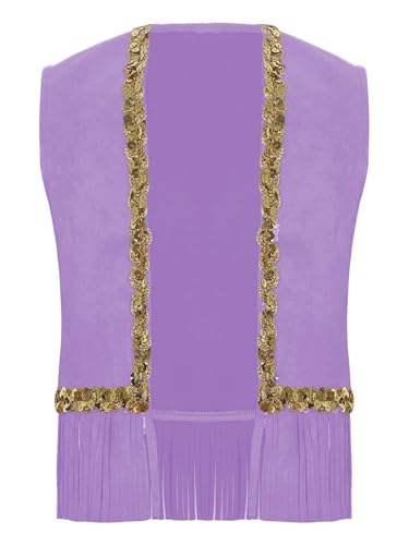 Big Girls Western Vest Sequined Faux Suede Jacket Open Front Tassel Waistcoat Coat3