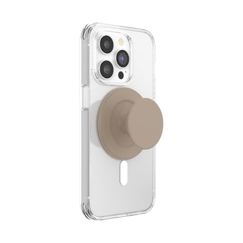PopSockets Agarre Redondo para teléfono Compatible con MagSafe, con Anillo Adaptador, Soporte para teléfono, Compatible con Carga inalámbrica, Soft Touch Latte