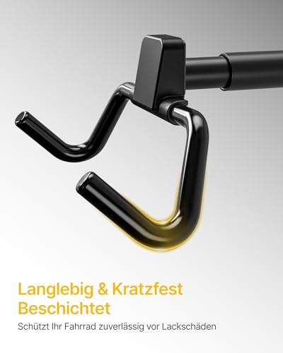 monTEK Fahrrad Wandhalterung, Winkel und Wandabstand einstellbar, Fahrradhalterung Wand Klappbar 30kg Tragfähigkeit, Ausziehbar Fahrradaufbewahrung mit Helmhaken für Garage, 1 Stück