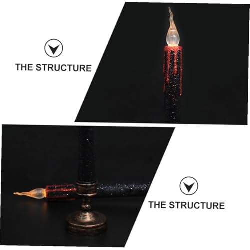 Velas de Halloween decorativas largas Operitacx luz amarilla parpadeante LED interior 2 unidades 5