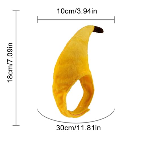 Hüte für Hunde – Bananenförmiger Katzenhut | lustiger, süßer, weicher Plüschhut mit verstellbarem Riemen | warme Haustierbekleidung und kaltes Wetter für kleine Welpen und Kätzchen | Foto-Requisiten