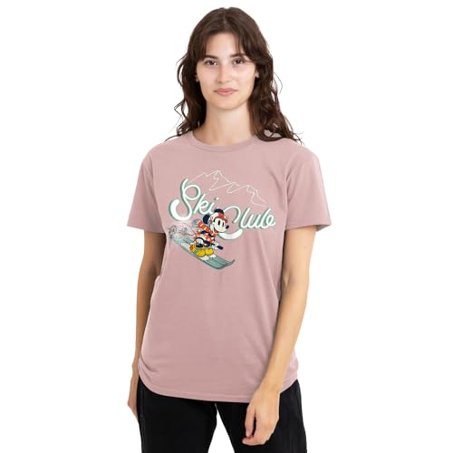 T-shirt Minnie Mouse Ski Club rose femme pour un look vintage