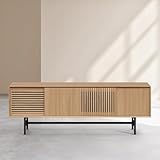 Habitat - Meuble TV 4 Portes en chêne - Naturel - Design by Céline Mognon Fichet Elya