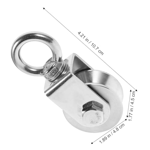 2 bloques de polea de acero inoxidable con ranura en V de 48 mm, rodillo silencioso pesado para elevación de cuerda de alambre, aparejo C y sistema de polea de cable de uso industrial