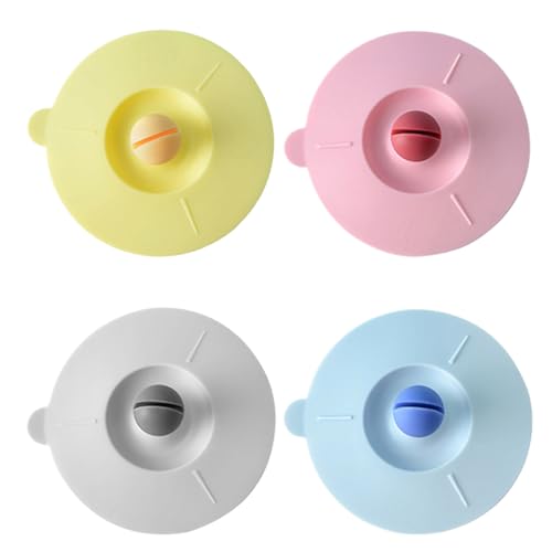 GXGM 4 Pezzi Coperchi a Ventosa in Silicone,Coperchi in Silicone, Riutilizzabili,Anti-Polvere,per Ciotole,Pentole,Piatti,Tazze,Frigorifero, Padelle e per Forno a Microonde