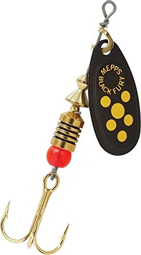 Cuiller Tournante A Palette Ovale - Mepps Black Fury N°1-3,5G - Noir Points Jaunes