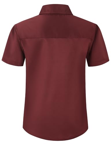 Spring&Gege Boys' Short Sleeve Dress Shirts Wrinkle-Free Sateen Formal Uniform Solid2
