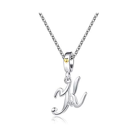 KunBead Letter K Initial Necklace with Heart Cover