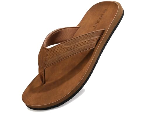 Image of AX BOXING Mens Flip Flops Leather Thong Sandals Casual Comfort Slides Slippers