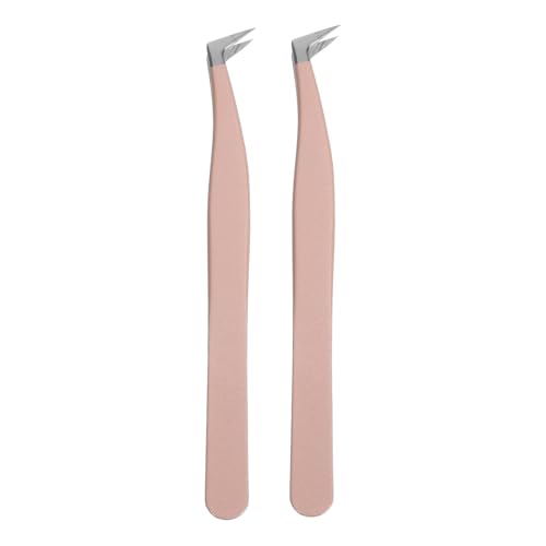 AUTSUPPL 2Pcs Eyelash Tweezers Precision Curved and Pointed Tip Stainless Steel Grafting Tools for Makeup Facial Hair Grooming Jewelry Crafting Durable and Stylish Design