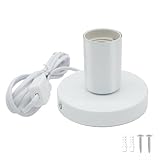 Suoyouman Industrial Table Lamp Base - Small Polished Metal Desktop Lamp Base - E26/E27 Screw Light Bulb Holder - 6 Feet Cord with On/Off Switch - White - 1 Pcs