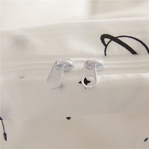 Bluenight Lightweight Hotel Luxury Duvet Cover 3 Piece Set- Universy Galaxy Planet/Star Bedding Ultra Soft Premium Microfiber Breathable Comforter Cover, Corner Ties Full/Queen (90X90 Inches) White #TOP6