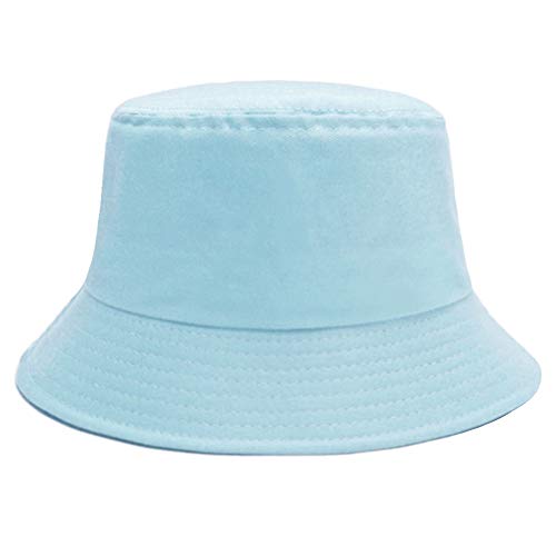 Image of Bucket Hat for Women Men, Reversible Cotton Summer Sun Beach Cap Solid Color Style