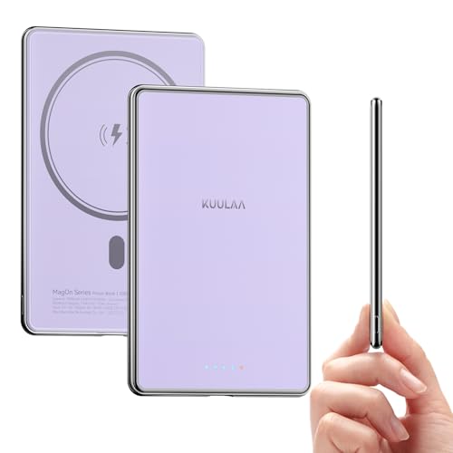 Kuulaa for MagSafe Battery Pack 5000mAh Slim Magsafe Portable Charger 0.27in Magnetic Wireless Apple Portable Charger 20W USB-C Power Delivery Power Bank for iPhone 16/15/14/13/12 Series