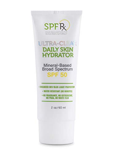 SPF Rx, Ultra-Clear Daily Skin Hydrator, SPF 50 Sunscreen Lotion, Mineral Sunblock, Protects from UVA, UVB, & HEV, Broad Spectrum Protection - 2 oz