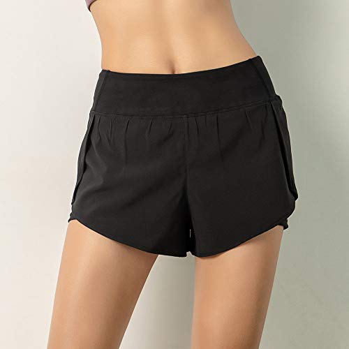 Tomshin Shorts de corrida femininos 2 em 1 com faixa de cobertura na cintura larga com bolso forro d
