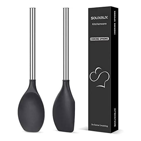 2 PCS Silicone Spatula Set,Non-Stick BPA Free Heat-Resistant Basting Stainless Steel Handle Kitchenware for Cooking, Baking, Mixing Cover
