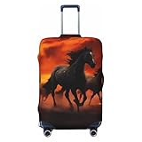 SMAZDFXX Fundas elásticas para Maletas con diseño de Caballos y Nubes Rojas Brillantes, a Prueba de Polvo y arañazos, Gruesas, Lavables y aptas para Maletas Extra Grandes.
