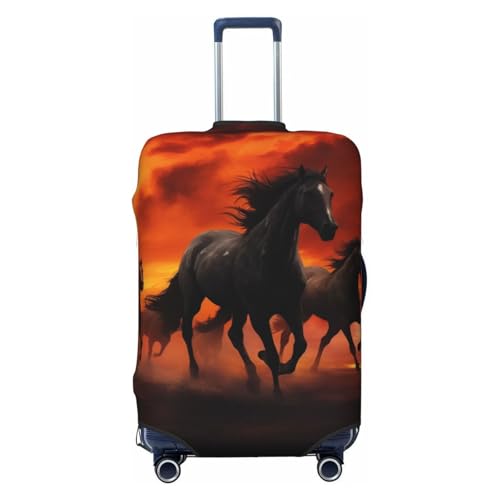 SMAZDFXX Fundas elásticas para Maletas con diseño de Caballos y Nubes Rojas Brillantes, a Prueba de Polvo y arañazos, Gruesas, Lavables y aptas para Maletas Extra Grandes.