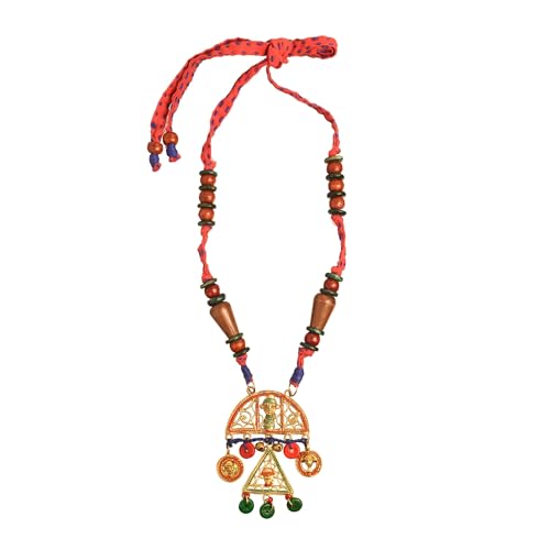 Image of AAKRITI ART CREATIONS Royal Empress Handcrafted Tribal Dhokra Necklace & Choker Collection | Artisan Ethnic Brass Jewelry with Oval & Square Designs, Amulet & Talisman Styles for Women