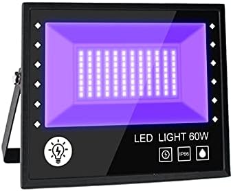BOSITE UV LED Black Light,395nm 60W Ultraviolet Floodlight IP66 (85V-265V AC) Waterproof UV Ultraviolet Light Outdoor LED Spotlights for Party,Disco,Garden,Bar,Christmas,Fishing,Aquarium with UK Plug