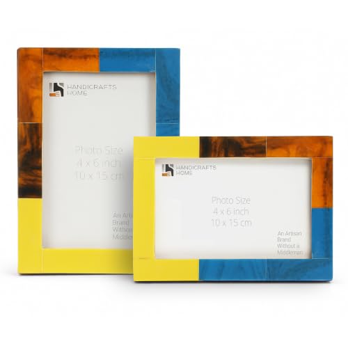 Image of Handicrafts Home 4x6 Picture Frames Pack of 2 - Mondrian Collection Handcrafted Photo Frames, Perfect for Wall & Tabletop Display, Ideal Home Decor Gift