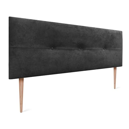 DHOME Cabecero Cabezal tapizado en Polipiel o Tela AQUALINE con Patas cabeceros Cama (Tela Negro,150x105cm (Camas 150/160))