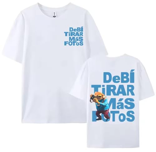 DMTF Camiseta Bad Bunny, Diseño Gráfico Musical, Manga Corta, Estampado Doble Cara, Albun Bad Bunny el Conejo Malo (FR/ES, Letras, L, Regular, Regular, Negro)