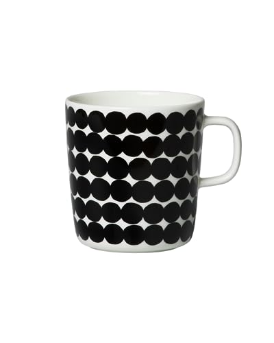 Taza de cerámica Marimekko Oiva Räsymatto negra y blanca 13.5 oz miniatura 1