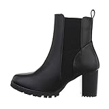  Ital Design Damenschuhe Stiefeletten High-Heel Stiefeletten, 1963-, Kunstleder, Schwarz, Gr. 40