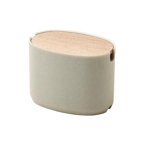ideaco (イデアコ) ケーブル ボックス 卓上 幅18✕奥行12✕高さ13.5cm Oval Box Cable Storage stone sand white/オーバルボックス コード収納 ストーンサンドホワイト