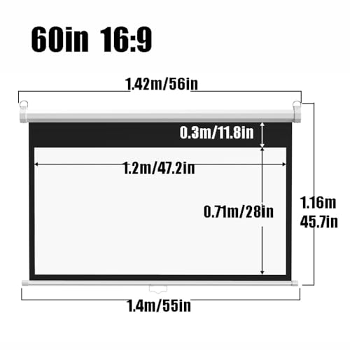 Pantalla de proyector manual retráctil 60 pulg 16:9 miniatura 7