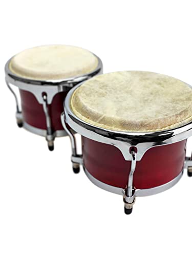 BONGOS 8'+9' inch RED WOOD, DUAL DRUMS SET, WORLD LATIN Percussion NEW