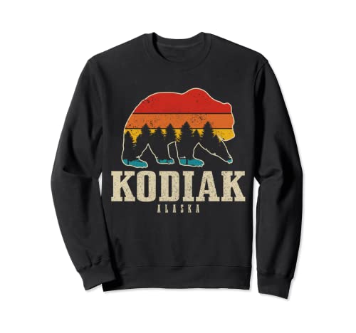 Kodiak Alaska Orso Natura Vintage Grizzly Escursioni Campeggio Felpa