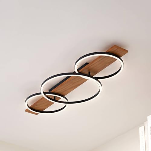 Plafonnier LED Galad en bois marron variable à 3 lampes pour salon - 2