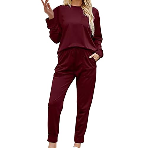 Pantalon de détente et vêtements de survêtement assortis pour femmes en taille XL bordeaux