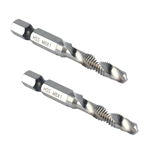 2 piezas de machos de roscar M6,m6 cónicos, broca de machos de roscar, M6, para taladrar, roscar, cortar en metal suave, placa de aluminio, hierro