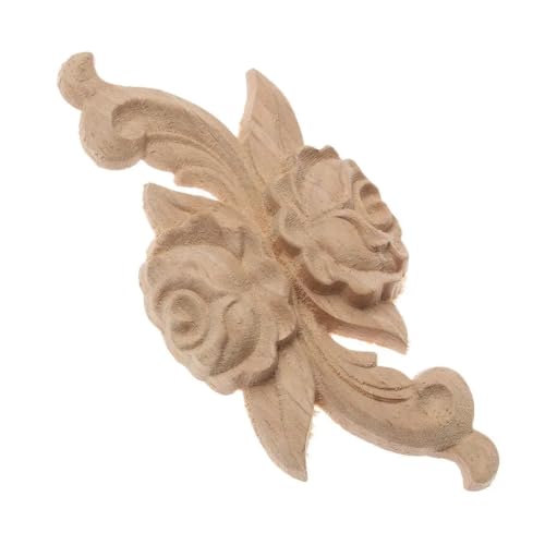Tallado en madera flor rosa con relieve tridimensional listo para pintar en muebles 6