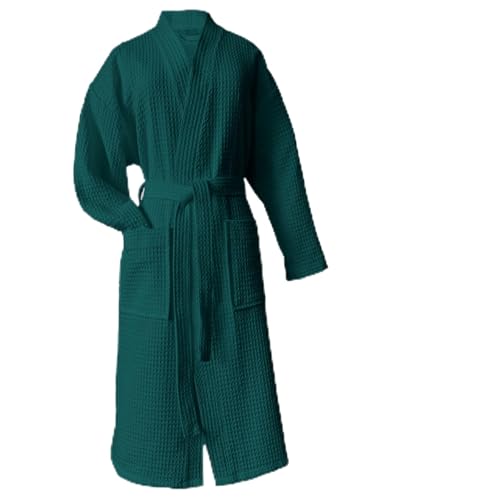 heimtexland ® Bademantel Waffelpique Reisebademantel Saunamantel 100%...