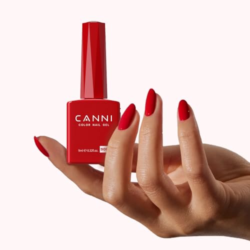 CANNI Red Gel Nail Polish - 1Pcs Bright Red Gel Polish High Gloss Soak Off U V Nail Manicure Salon DIY