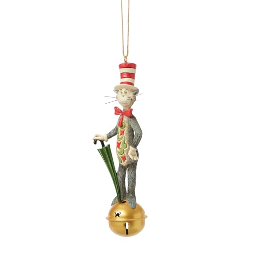 Enesco Dr. Seuss by Jim Shore The Cat in Hat on Jingle Bell Hanging Ornament, 5.91 Inch, Multicolor
