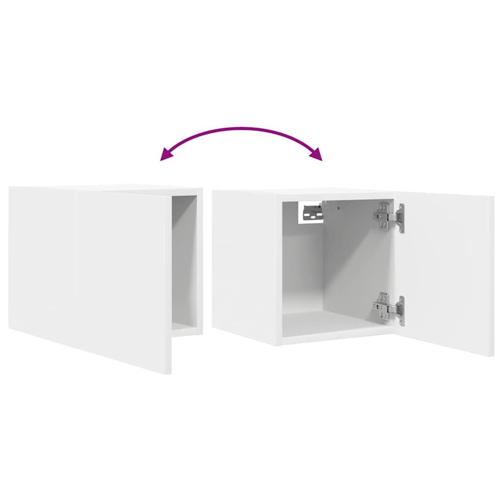 Set di 2 mobili da parete per TV, colore bianco, 30,5 x 30 x 30 cm