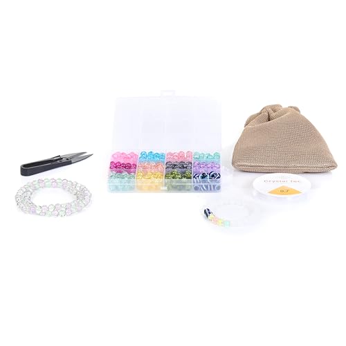 Image of Ambitieux DIY Bracelet Making Kit for Girls - 12 Types Colorful Beads with Charms, Elastic Thread, Earrings, Clasps & Rings - Jewellery Craft Kit for Kids, Birthday Return Gift, Rakhi Special Set for 2 3 4 5 6 7 8 9 10 years (Glass Crackle)
