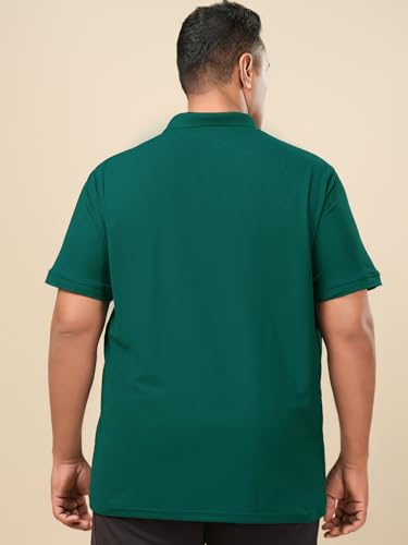 Image of TECHNOSPORT Men's Solid Slim Fit Polo Collar T-Shirt MATPIQ Half Sleeve Button Polyester for Gym Golf Casual Anti Odour UPF50+