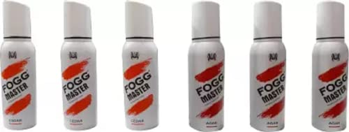 FOGG MASTER 3 CEDAR, 3 AGAR (PACK OF 6) Body Spray - For Men & Women (720 ml, Pack of 6)