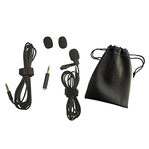 Yardwe 1Set Multifunctional Collar Clip Microphone Clip Mic Kit with Extension Cable Bag Windscreens Adapter Compatible with Smartphones