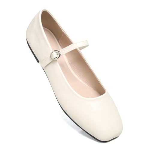 Image of LUXINYU Women's Slip on Flats,Classy Round Toe Solid Classic Mary Jane Ballet Dance Shoes Soft Comfortable PU Flat Shoes