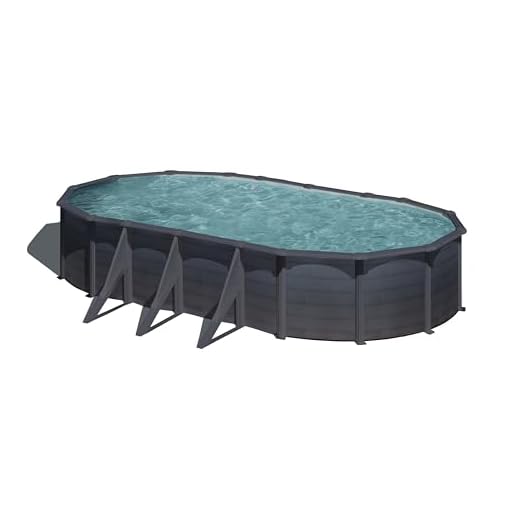 Gre Piscina De Acero Elevada,Ovalada Con Aspecto Acero Grafito. Piscinas Desmontables Para Jardín. 730 X 375 X 132 Cm - Piscina Kitprov738Gf Granada.