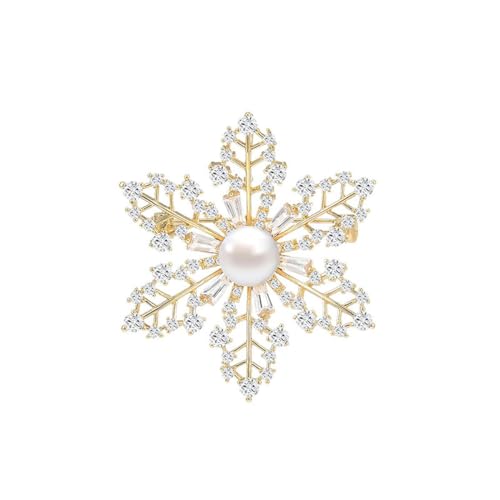 Broche de copo de nieve para mujeres y niñas, broche de cristal de Navidad, elegantes flores, accesorios de vestir, joyería