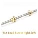 HAZEK 1PC 304 Stainless Steel T14 Lead Screw Right-Left length100-1000mm OD 14mm Lead 3mm with nut for 3D Printer Part Catholic(300mm)
